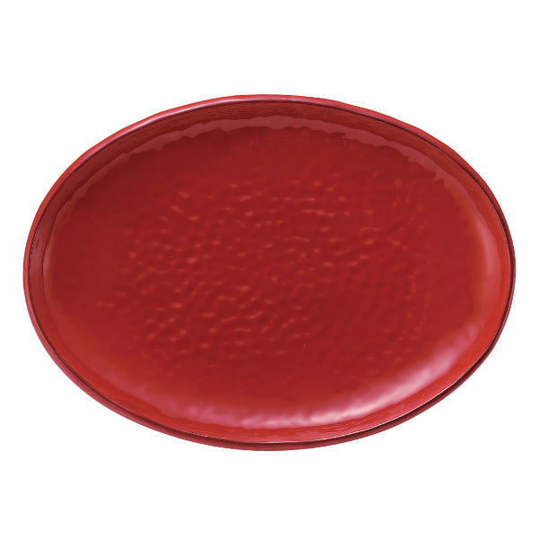 陶器製長方形皿 赤色装飾 骨董品 プレート 34.5cm 楕円皿 M.STYLE シエナ 皿 食器 和食器 陶器 赤土