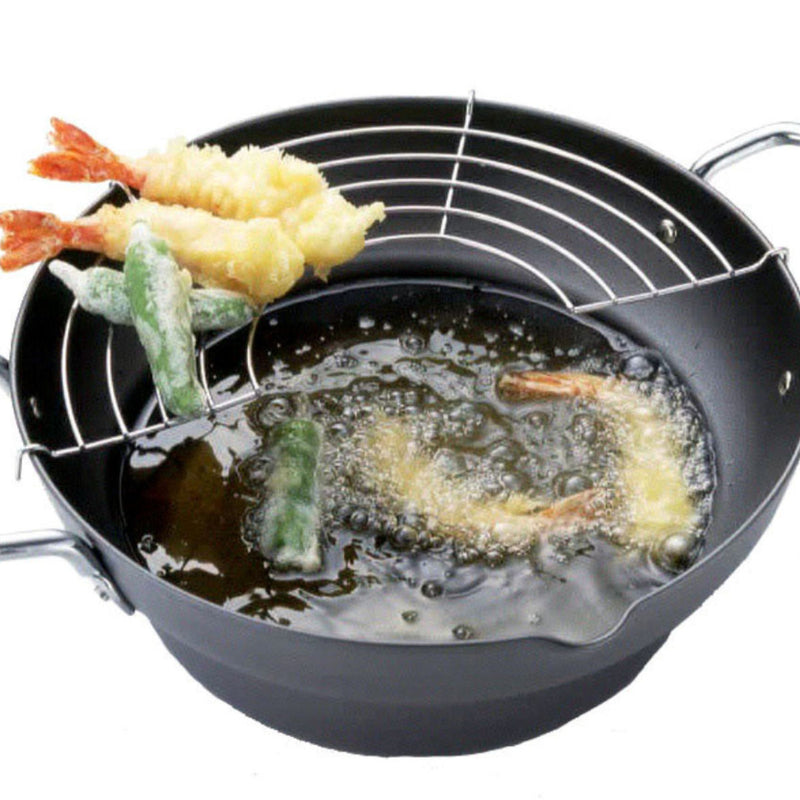 天ぷら鍋28cmIH対応段付き網付きエコラーレ日本製