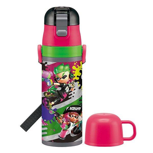 水筒 子供 スプラトゥーン2 ステンレスボトル 直飲み＆コップ付 2ウェイ中栓