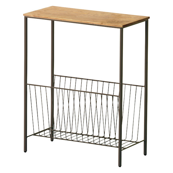 サイドテーブル 高さ50cm マガジンラック 木製 スチール ラック