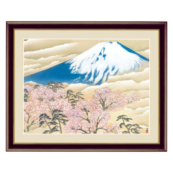 絵画 『富士と桜図』 42×52cm 横山大観 1942年頃 額入り 巧芸