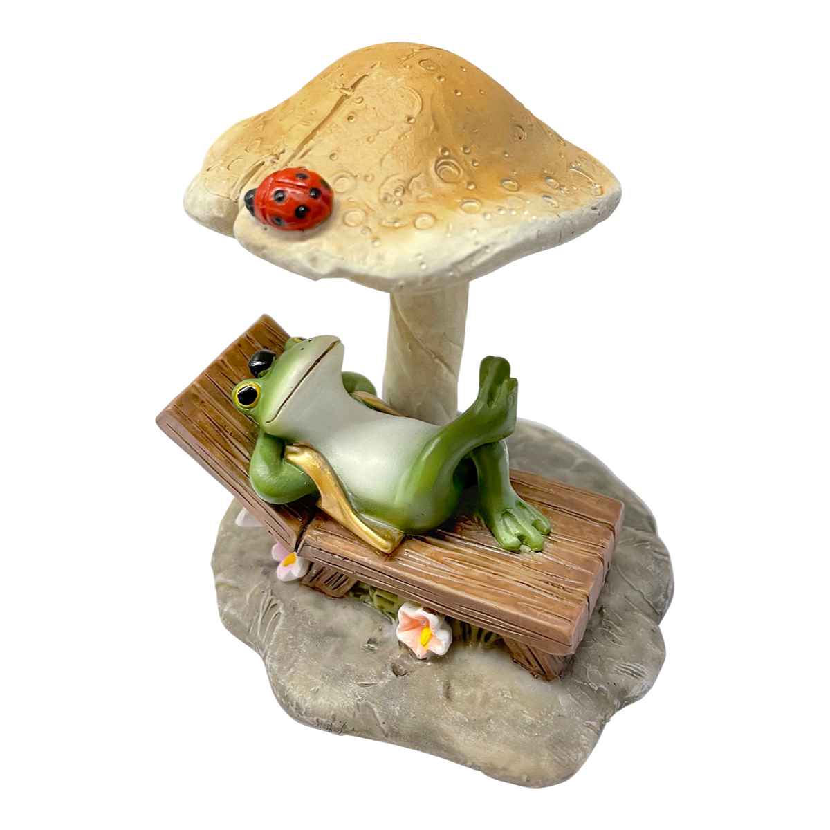 キャプテンコーク　アーモンド　きのこ コポー キノコ傘の下でくつろぐトノくん カエル 置物 – ハウジー