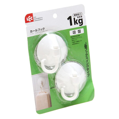 フック カールフック 吸盤タイプ 2個入 耐荷重1kg