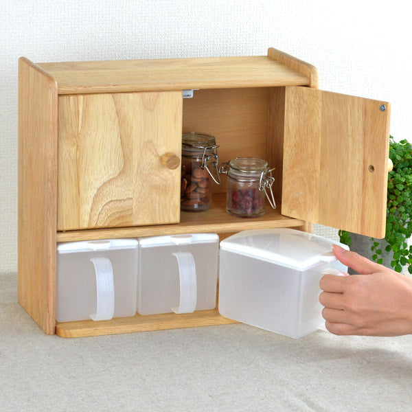 キッチン収納スパイスラックキッチンキャビネット調味料ストッカー3個付き木製