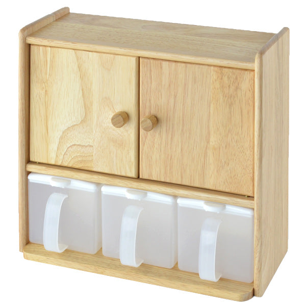 キッチン収納スパイスラックキッチンキャビネット調味料ストッカー3個付き木製