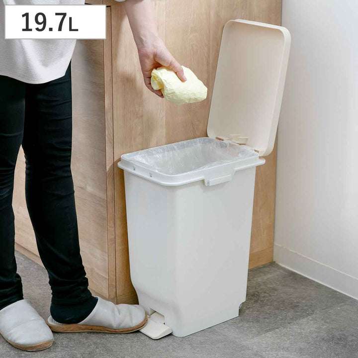 ゴミ箱19.7Lふた付きセパ抗菌分別スリムペダルペール