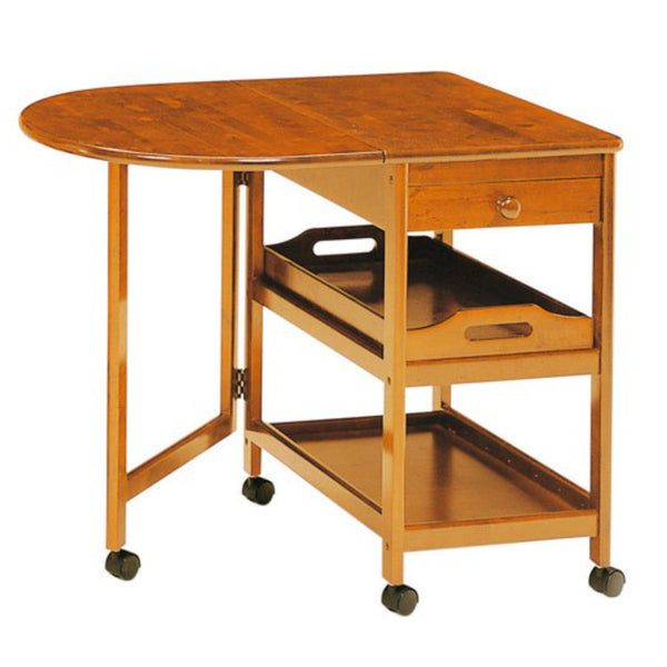 キッチンワゴン幅42.5～85cmキャスター付木製ワゴンバタフライ片バタ