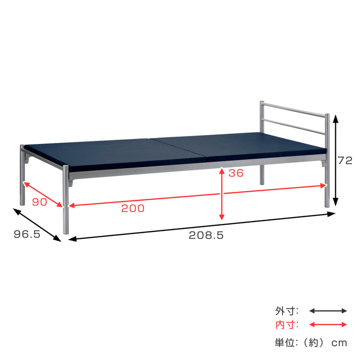ベッド工具不要シングルスチールシルバー