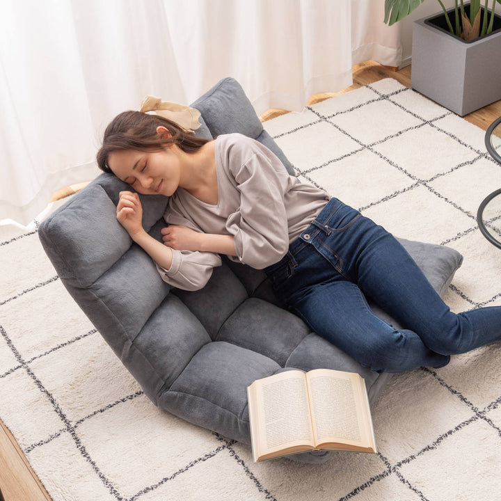 ソファ幅84cmフロアソファ14段階リクライニングファブリック布製座椅子