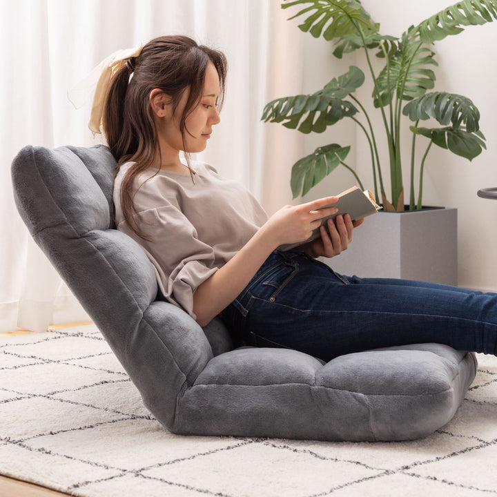 ソファ幅84cmフロアソファ14段階リクライニングファブリック布製座椅子