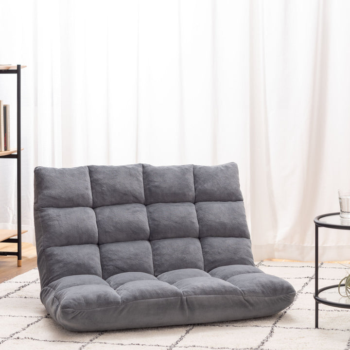 ソファ幅84cmフロアソファ14段階リクライニングファブリック布製座椅子