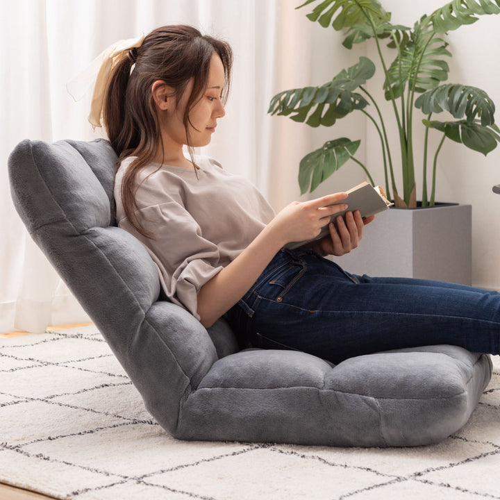 ソファ幅84cmフロアソファ14段階リクライニングファブリック布製座椅子