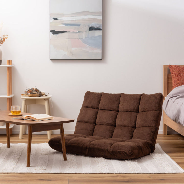 ソファ幅84cmフロアソファ14段階リクライニングファブリック布製座椅子