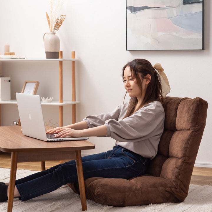 ソファ幅84cmフロアソファ14段階リクライニングファブリック布製座椅子