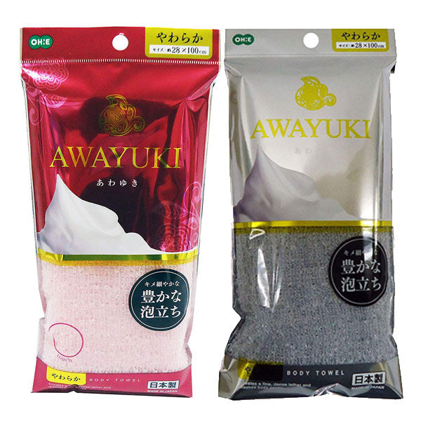 ボディタオルオーエあわゆきナイロンタオルやわらかピンク