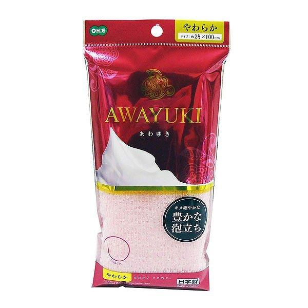 ボディタオルオーエあわゆきナイロンタオルやわらかピンク