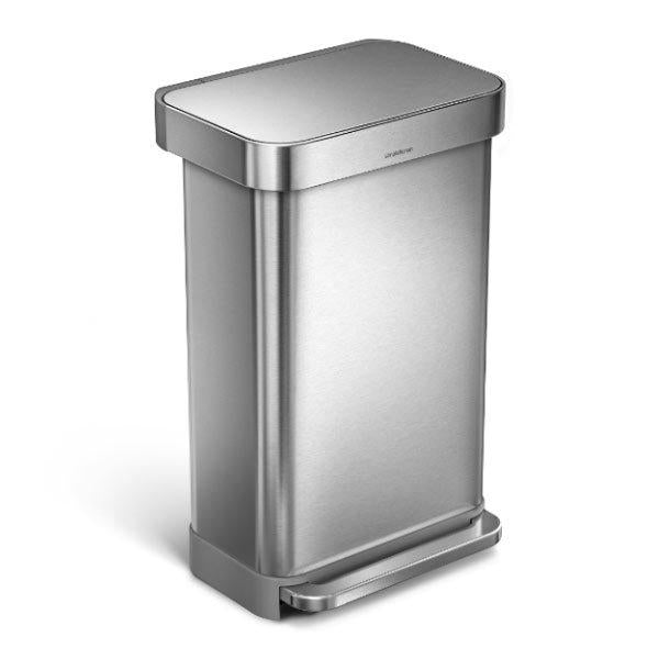 正規品ゴミ箱シンプルヒューマンペダル式ふた付きsimplehuman45Lシルバーレクタンギュラーステップダストボックス