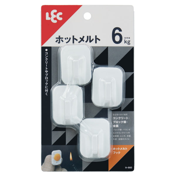 フック壁コンクリート屋外強力フック4個入り耐荷重6kg