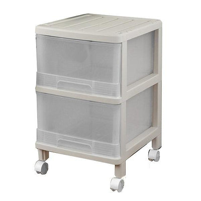 収納ケース ハンガーイン収納ケース 2段 引き出し キャスター付き ベージュ プラスチック