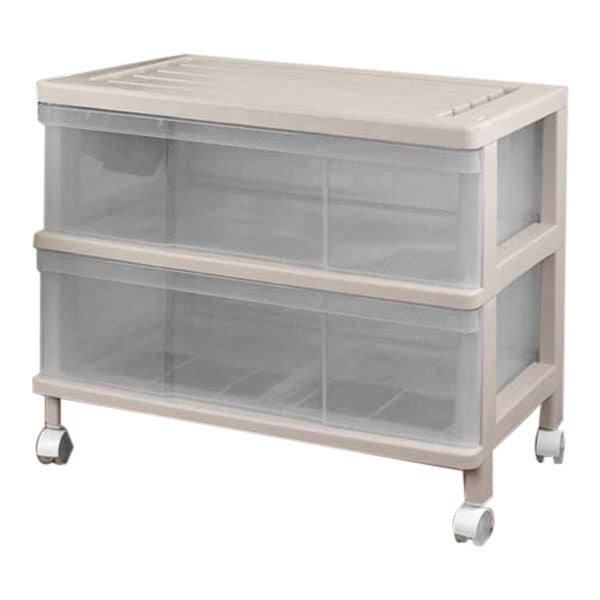 二段収納 収納ケース ハンガーイン収納ケース ワイド 2段 引き出し キャスター