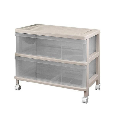 収納ケース ハンガーイン収納ケース ワイド 2段 引き出し キャスター付き ベージュ プラスチック