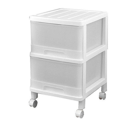 収納ケース ハンガーイン収納ケース 2段 引き出し キャスター付き ホワイト プラスチック