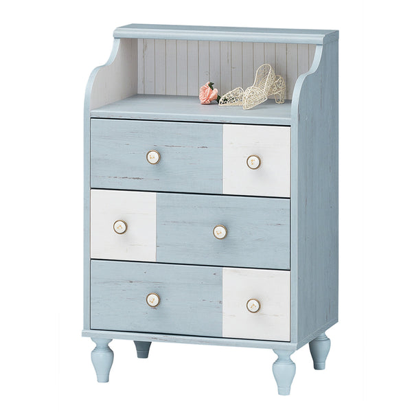 ハイチェスト幅56.6cm3段洋タンスアンティーク調ろくろ脚フレンチシャビー