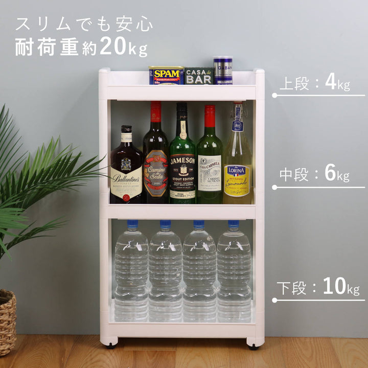 キッチンワゴンスマートワゴンFitW125幅12.5cm奥行45cm3段