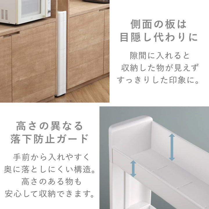 キッチンワゴンスマートワゴンFitW125幅12.5cm奥行45cm3段