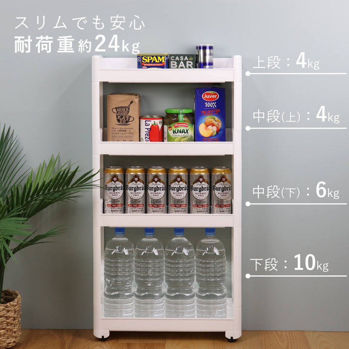 キッチンワゴンスマートワゴンFitW125幅12.5cm奥行45cm4段