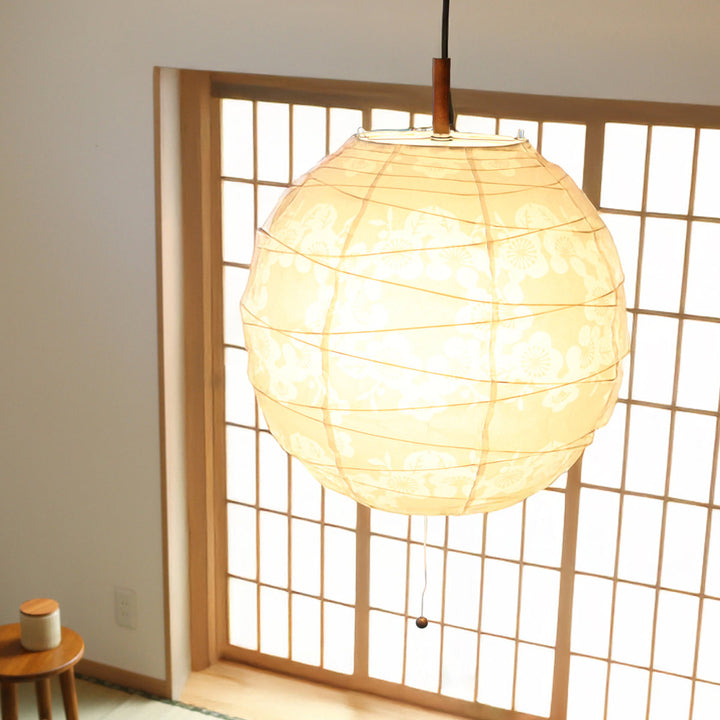 ペンダントライト2灯透かし梅美濃和紙日本製