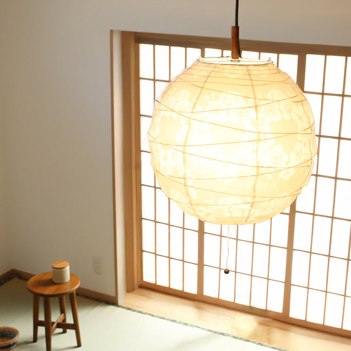 ペンダントライト2灯透かし梅美濃和紙日本製