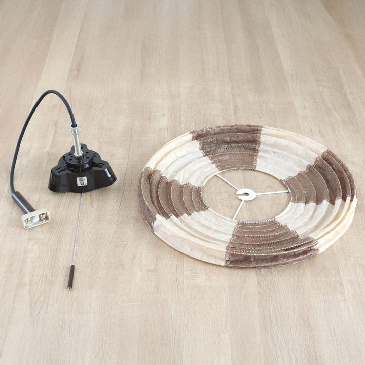 ペンダントライト3灯雲龍ベージュ×麻葉唐茶美濃和紙日本製