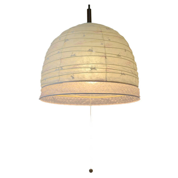 ペンダントライト2灯和紙うさぎピンクボーダー日本製ペンダントランプ