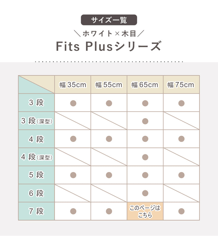 チェストフィッツプラス7段幅65×奥行41×高さ144cmF6507メープル