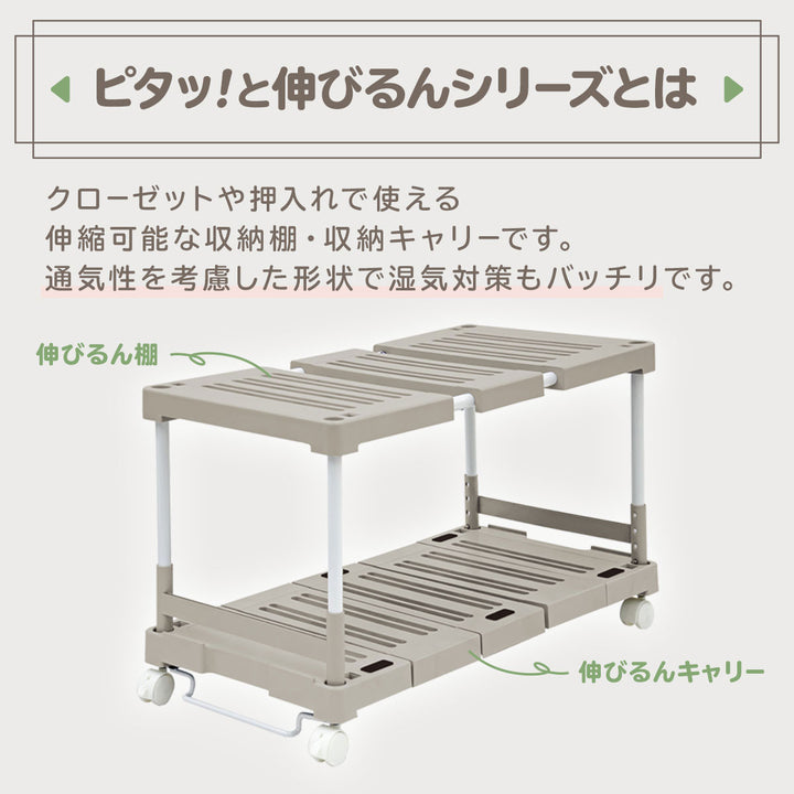 押入れ収納キャリー幅54～76×奥行37×高さ11cmキャスター付き