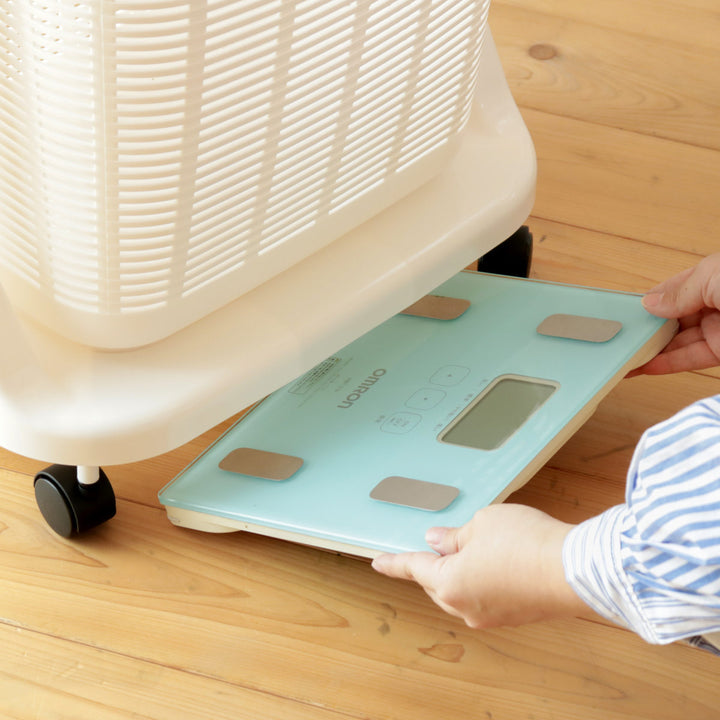 ランドリーバスケットポケット付き3段洗濯かご