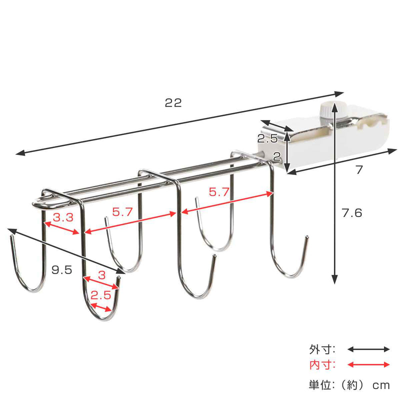 水切り棚用フック3連ダブルフックステンレス製