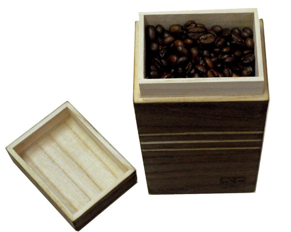 コーヒー豆保存容器桐のコーヒー豆入れ200g焼桐桐製