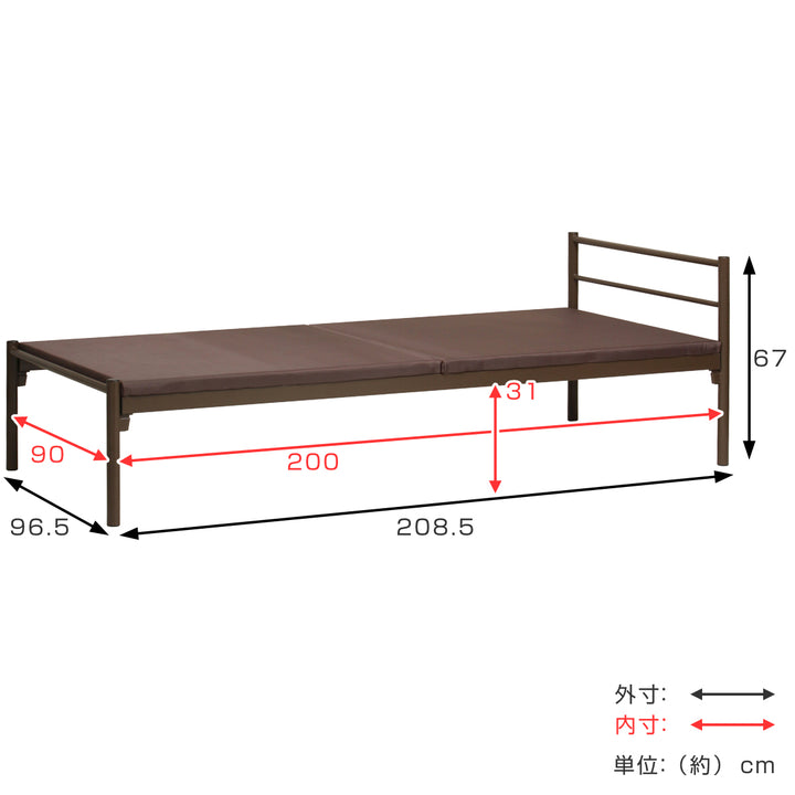 ベッド工具不要シングルスチールブラウン