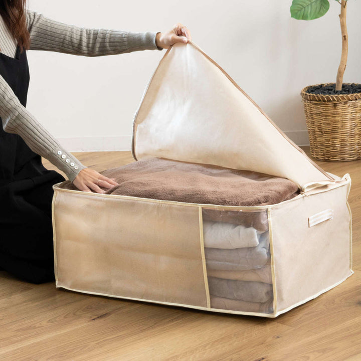 収納袋幅70×奥行50×高さ30cm毛布・敷きパッド袋持ち手付き