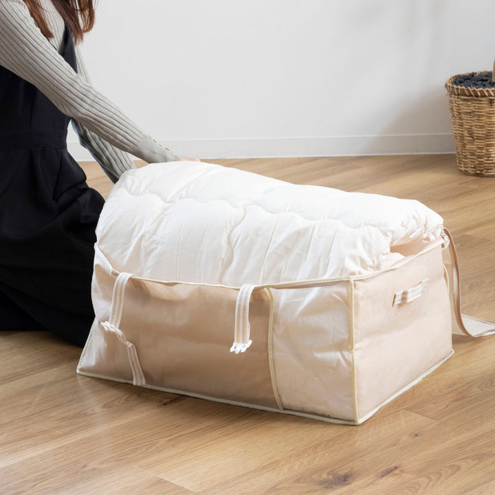 布団袋羽毛ふとん袋幅65×奥行45×高さ30cm収納袋ベルト付き持ち手付き