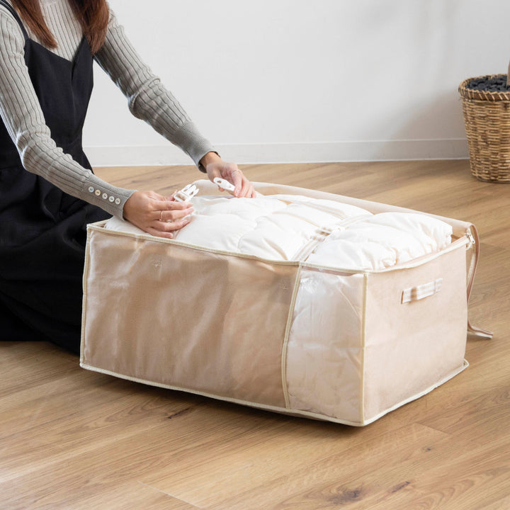 布団袋羽毛ふとん袋幅65×奥行45×高さ30cm収納袋ベルト付き持ち手付き