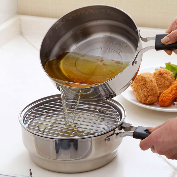 天ぷら鍋IH対応オイルポット兼用揚げ鍋らく揚げダブルポット日本製