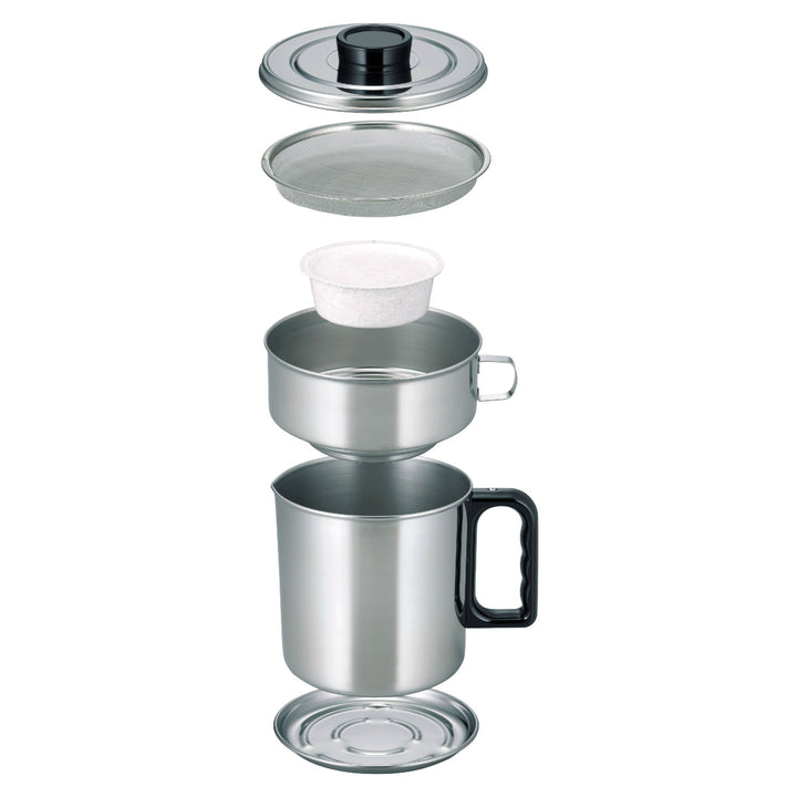 オイルポット1.1L油をきれいにするポット活性炭カートリッジ付きステンレス製