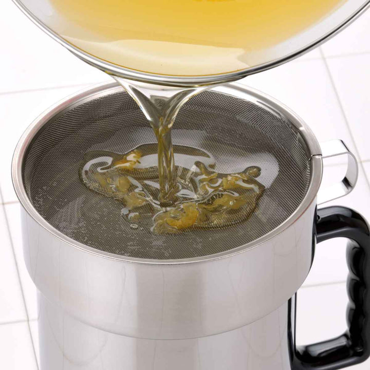 オイルポット1.1L油をきれいにするポット活性炭カートリッジ付きステンレス製