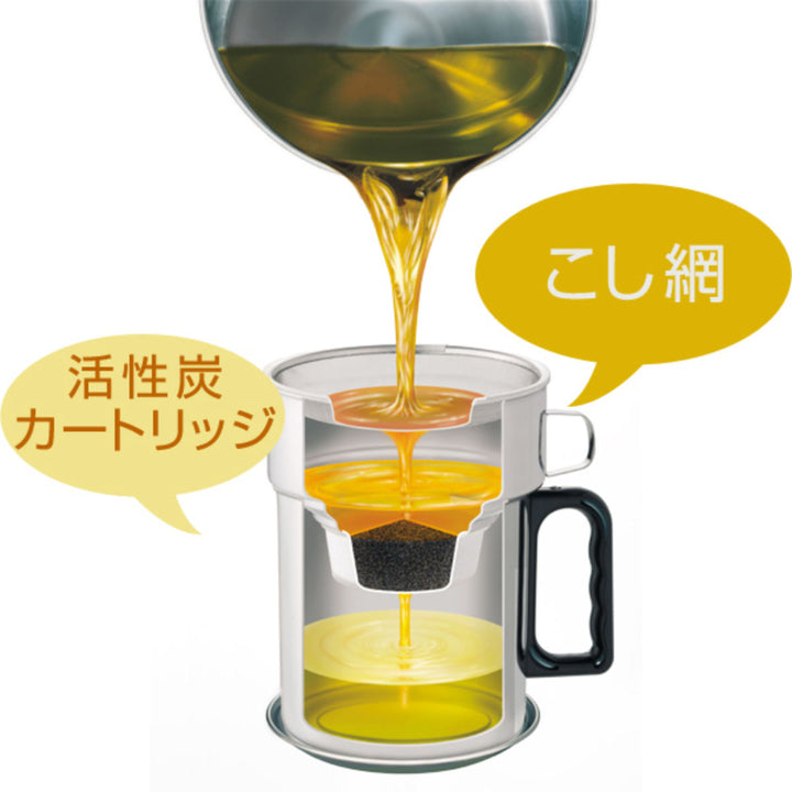 オイルポット1.1L油をきれいにするポット活性炭カートリッジ付きステンレス製
