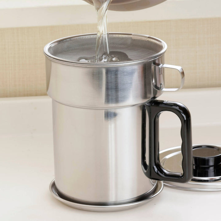 オイルポット1.1L油をきれいにするポット活性炭カートリッジ付きステンレス製