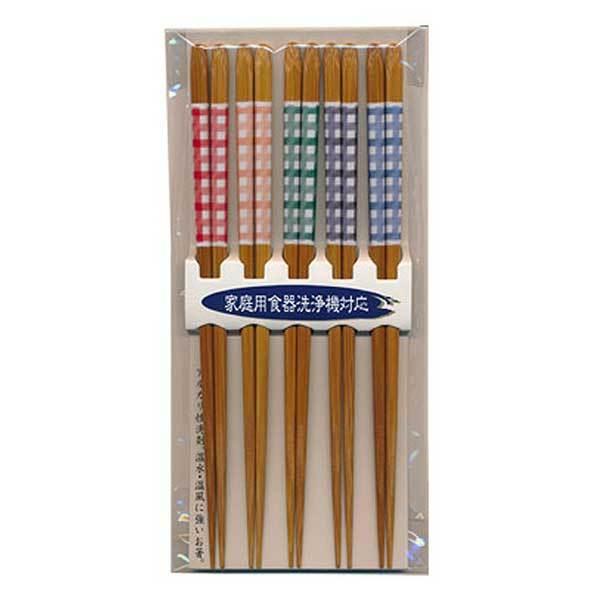 客用箸ギンガムチェック5膳組