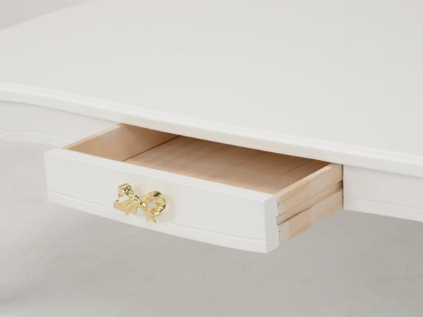 ローテーブル 折れ脚テーブル 引出し付 姫系 ロマンチック リボン型